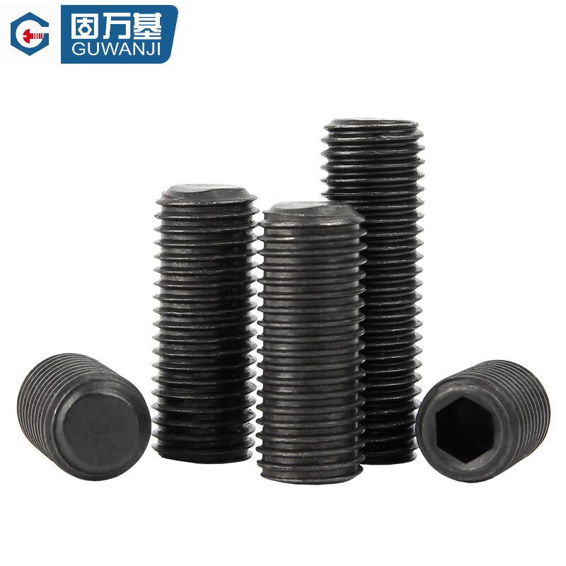 Guwanji 4.8 grade fine tooth set screw flat end machine meter top screw GB77 headless hexagonal screw M8M10M12-M20 M12x1.5x10 50 pieces