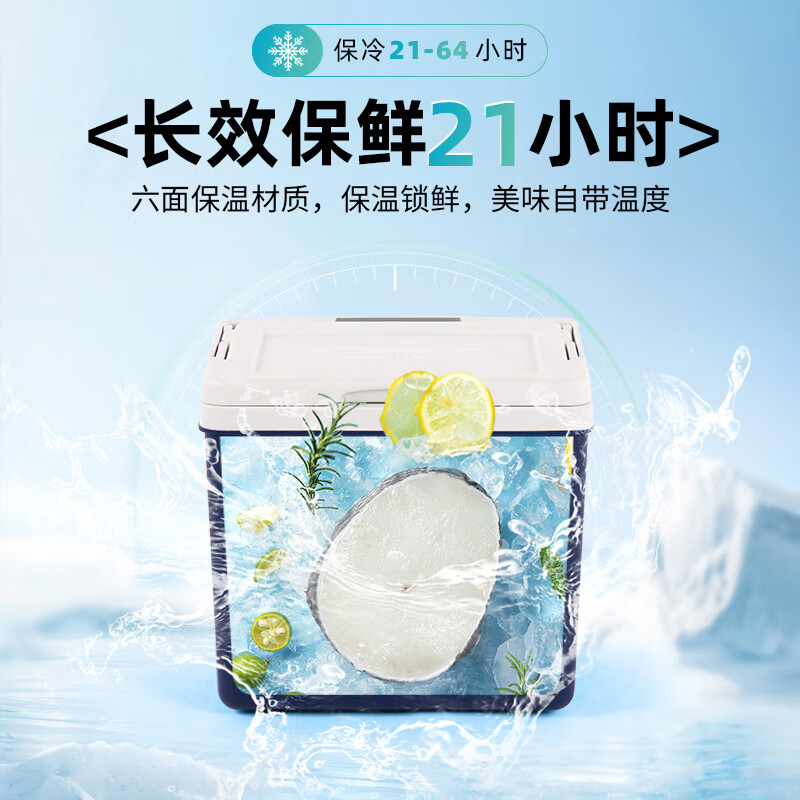 Esky Insulated Box Refrigerator Home Car Outdoor Food Cooler Portable Commercial Place 27L Deep Sea Blue Classic Free Ice Brick*2 14