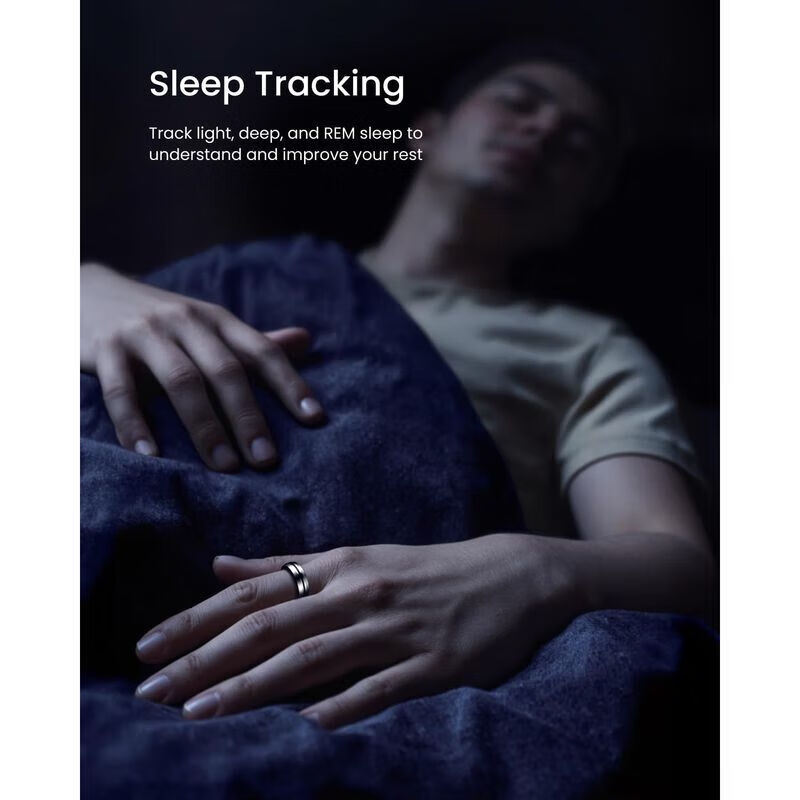 RENPHO LYNX Smart Ring Healthy Sleep Monitoring Ring Health Tracking Lightweight Long Battery Life Waterproof Rugged and Durable New Product Black Size 8
