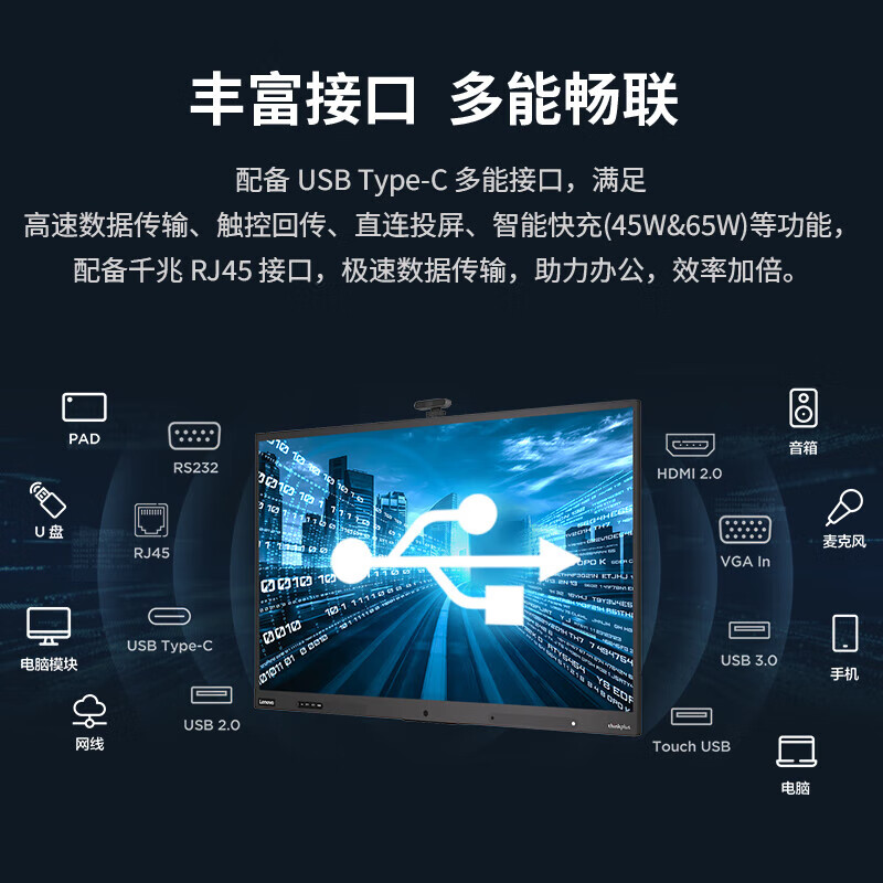 Lenovo conference tablet all-in-one 55/65/86-inch touch screen smart electronic whiteboard video conferencing TV multimedia teaching training office display large screen S55+Gen3 55-inch standard