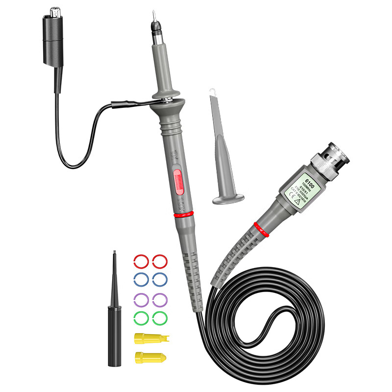 Cleqee oscilloscope probe universal high voltage probe probe 20M-300MHz test lead line high frequency 100x10x gray classic 60MHz (P6060-1 10X)