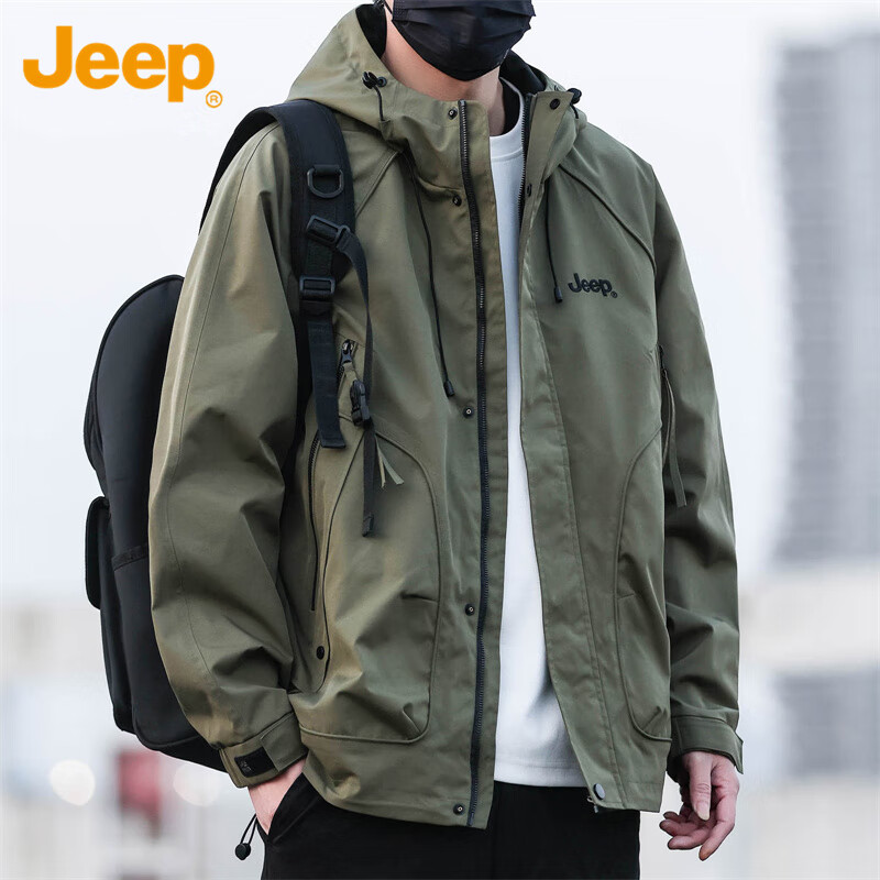 JEEP Jeep Jacket Men's Autumn and Winter Assault Jacket Workwear Men's Casual Trendy Tops Army Green 2XL