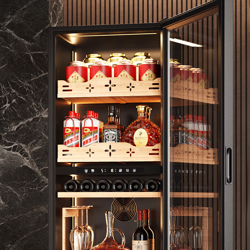 BAIKAILUN red wine cabinet, air-cooled, frost-free, electronic temperature control, single-door, constant temperature wine cabinet, first-class energy efficiency, office home wine tea cabinet, refrigerated refrigerator, thin fresh-keeping cabinet, freezer, fixed frequency, single temperature, multi-functional model, 256L thin model