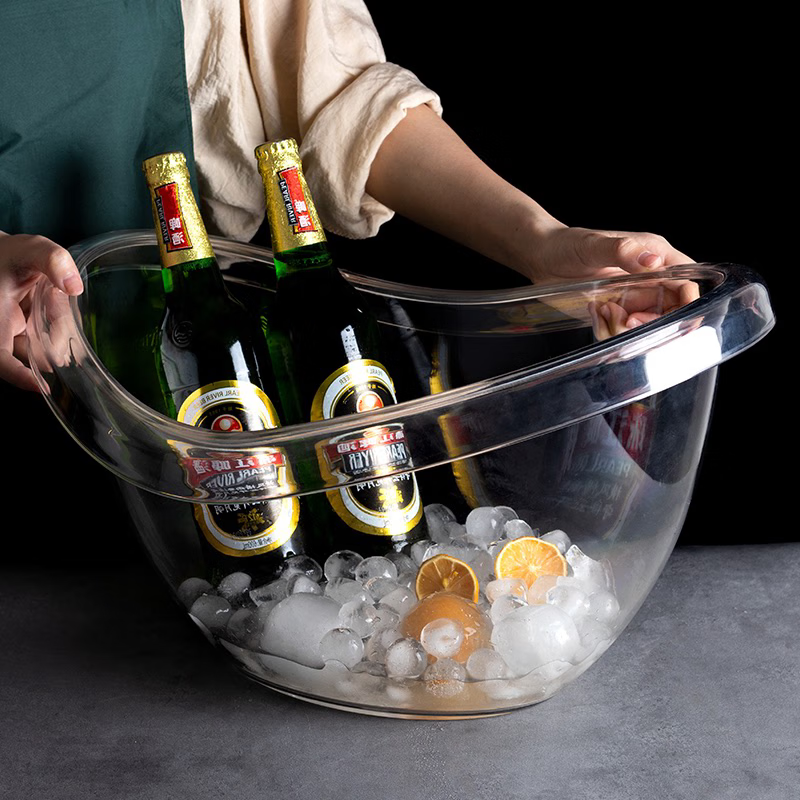 Fantasy acrylic ice bucket large creative iced soda drink ice bucket commercial ingot red wine champagne beer 4L wave ice bucket holds about 34 small beers xf079