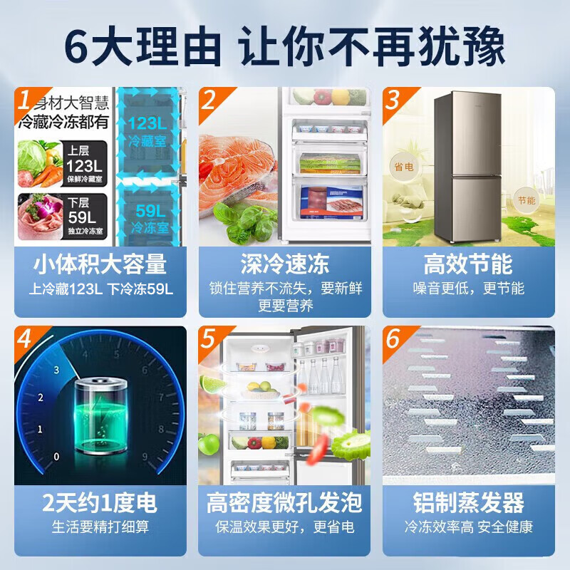 Haier 20% home appliance subsidy refrigerator double door/three door air-cooled frost-free/direct cooling two/first-level energy efficiency large-capacity refrigerated freezer household refrigerator trade-in 182 liter double door seven-speed temperature control丨high efficiency and energy saving