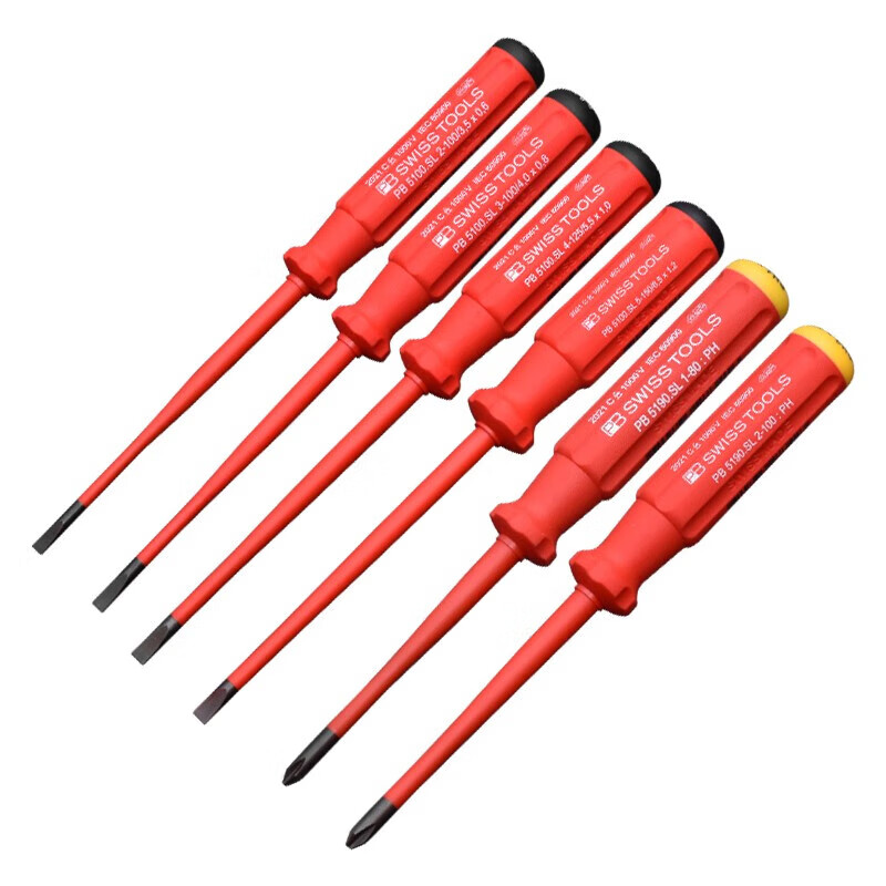 PB SWISSTOOLS Swiss imported screwdriver insulated thin rod cross-shaped high voltage resistant 1000V electrician professional flat mouth screwdriver set PB 5542 SL