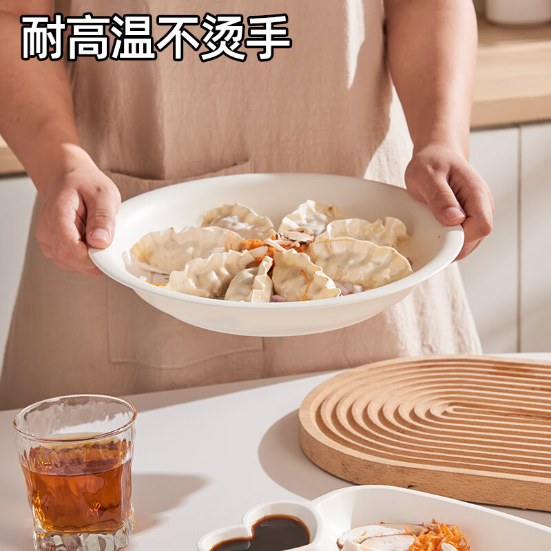 Xingfang Dumpling Plate Double-layer Drainage Plate Round Dumpling Plate with Vinegar Plate and Compartment Snack Plate