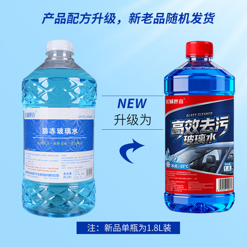 Great Wall Shixi car winter antifreeze glass water-25 degrees 1.8L*2 bottles powerful decontamination oil film shellac bird poop to remove ice and melt snow