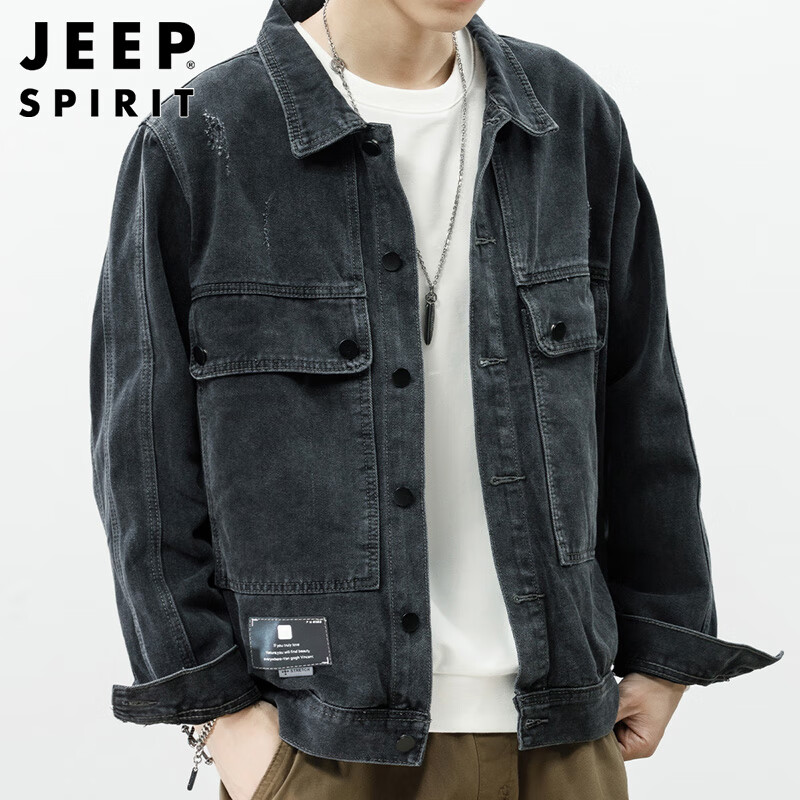 JEEP SPIRIT Jeep denim jacket men's jacket men's autumn and winter workwear high-end casual handsome American tops