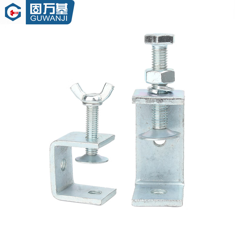 Guwanji iron galvanized tiger clamp pipe clamp U-shaped C-shaped clamp steel pipe square clamp hand-tightened lifting ring clamp galvanized lifting ring 5 pieces opening 30 mm