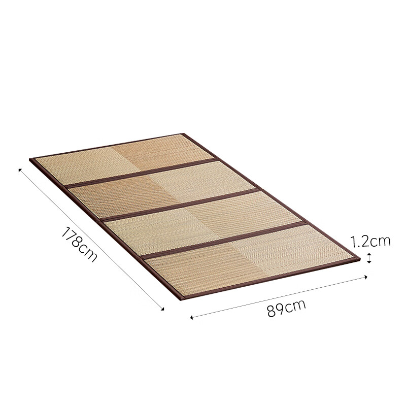 KOKO&KITTY customized folding ultra-thin rush tatami floor mat for summer living room balcony children's climbing mat simple bay window mat rush tea grid ultra-thin 89*178 thick about 1.2CM 4 folding