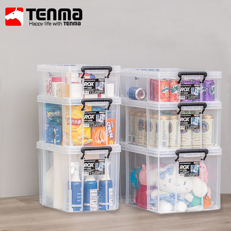 TENMA Tianma storage box transparent large thickened right-angle plastic box storage box car clothing storage box LUX 530L 39*53*32cm 1 pack