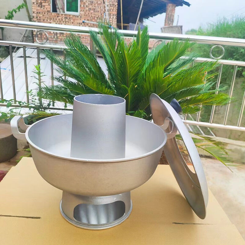 Gaoxian old-fashioned earthen hot pot, old Beijing mutton-shabu-shabu pot, extra thick aluminum alloy stove, Chinese-style household charcoal hot pot, thickened size, suitable for 5-7 people, 35cm
