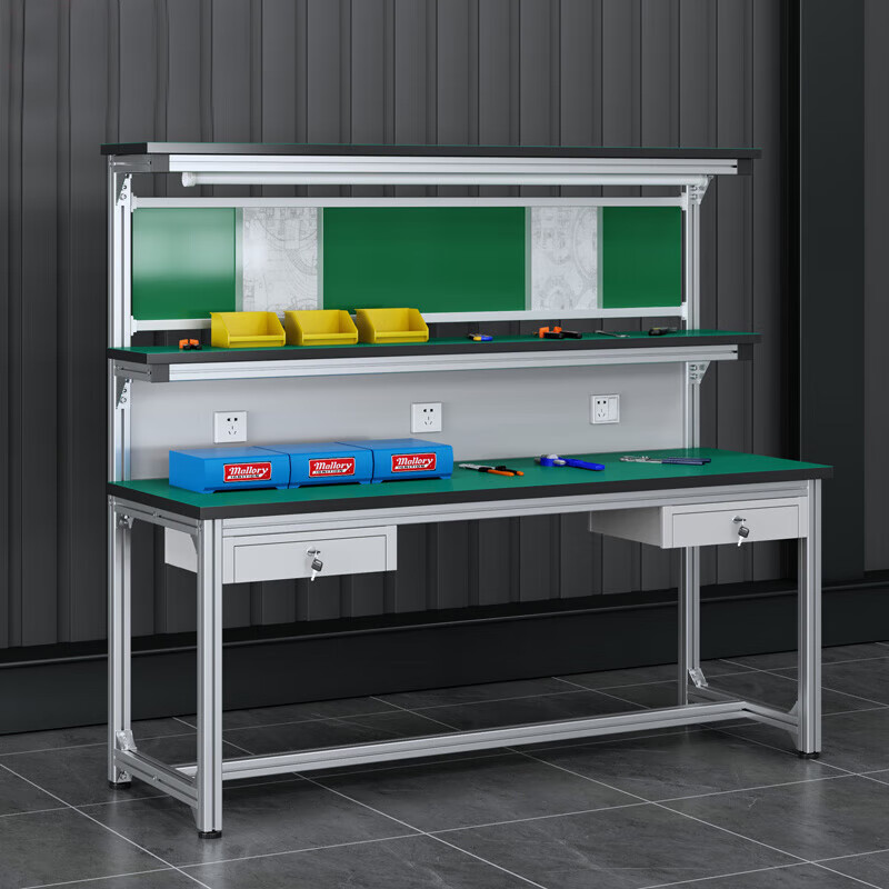Kegan diy aluminum alloy anti-static workbench aluminum profile operating table computer table workshop factory assembly line assembly table repair table can be customized including accessories 1600*600*1600 double drawer