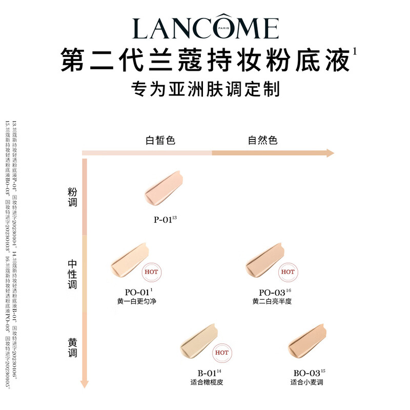 Lancôme's new long-lasting lightweight foundation PO-03 natural white 30ml concealer long-lasting makeup for oily skin New Year's gift for girls