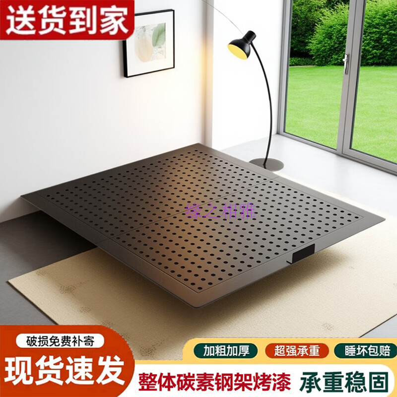 Yuanzhi Xiangya suspended bed carbon steel frame bed minimalist iron frame double bed without bedside tatami 1.5m1.8m iron suspended bed black without bedside 1.8*2 meters