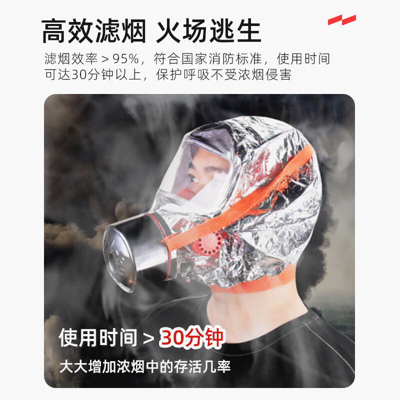 Yuanbang gas mask fire mask anti-smoke and fire protection 3C certified fire escape filter self-rescue respirator TZL30