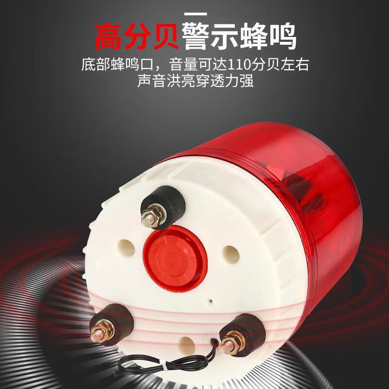 Nanyi Large Sound and Light Alarm LTE-1181J Warning Strobe Light 12V/24V Guard Box Alarm Flashing Light Silent Screw Type 12V