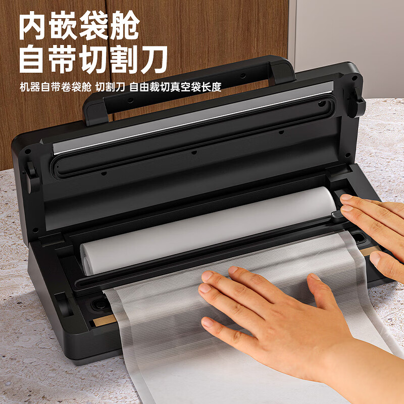 HITOS commercial vacuum sealing machine compression exhauster vacuum machine wet and dry fully automatic household fresh-keeping packaging machine dual pumps 100kpa large suction/pull rod design 100kpa dual pumps/dual motors/recommended for home and business use