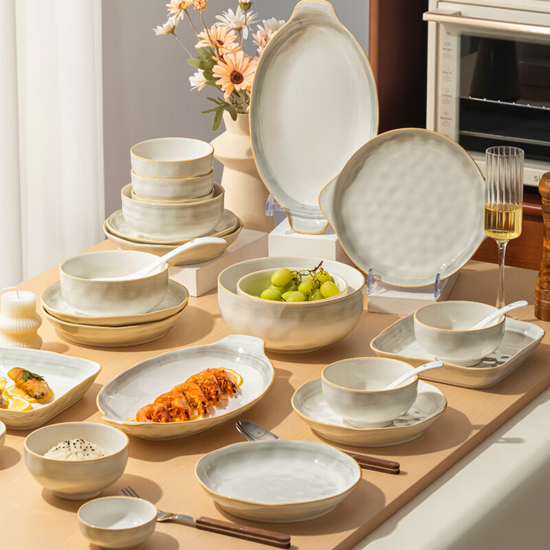 Yichen bowls and tableware set, underglaze color ceramics, housewarming gift, bowls, dishes, chopsticks, gift box