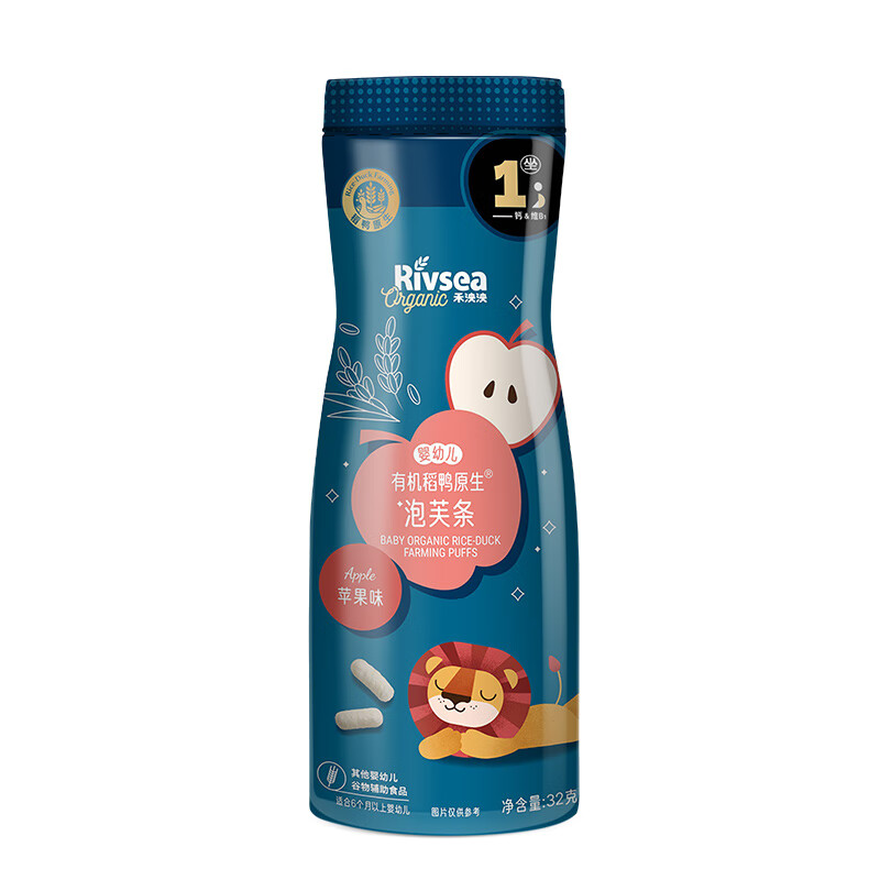 Heyangyang Organic Infant High Calcium Puff Bars Apple Flavor 32g Baby Snacks Rice Duck Native Hypoallergenic 6 Months+