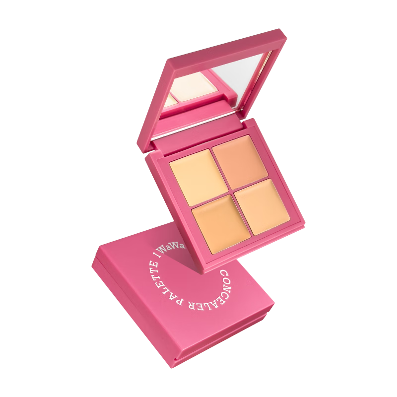 I-WAWA New Product iwawa Concealer Palette Wow Concealer Palette Four-Color Brightening Highlight Contouring Blush Covers Color Spots and Acne Marks iwawa Four-Color Concealer Palette*1+ Get 1 Thumb Puff