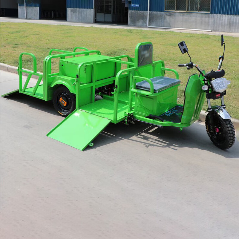 Douqianjie electric garbage truck electric three-wheeled four-bucket garbage transfer truck sanitation three-wheeled cleaning truck six-bucket flat-panel garbage transport truck outdoor trash can removal truck door panel four-bucket 60v58ah