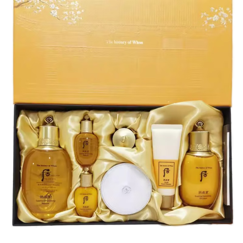 Hou (The history of Whoo) South Korea imported Hou suit weather elixir set box Shuiyan Gongchenxiang Snow Jade Condensation Gift Box Women's Skin Care Products Festival Gongchenxiang Water Lotion Air Cushion 7-piece set