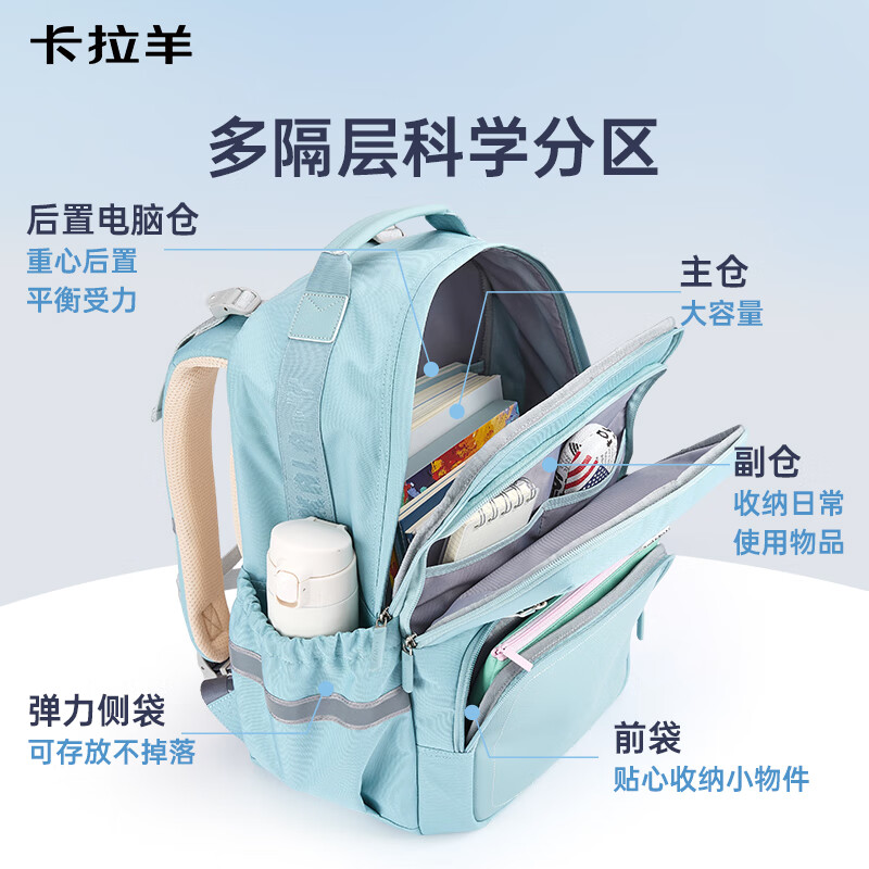 Karayang junior high school student Yunduo schoolbag super light weight-reducing spine-protecting primary school student 5-9 grade middle school student male and female high-looking backpack