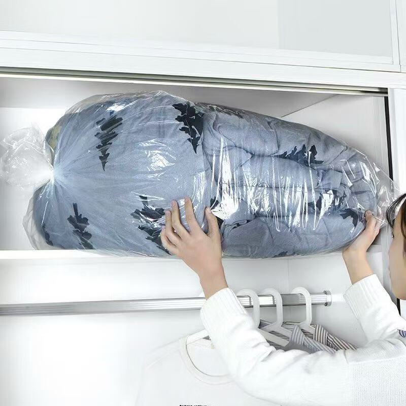 Quilt bag, quilt packing bag, transparent dust-proof storage bag, waterproof extra large moisture-proof plastic moving bag, 10 bags, thickened version with rope, 100*120 cm, double quilt