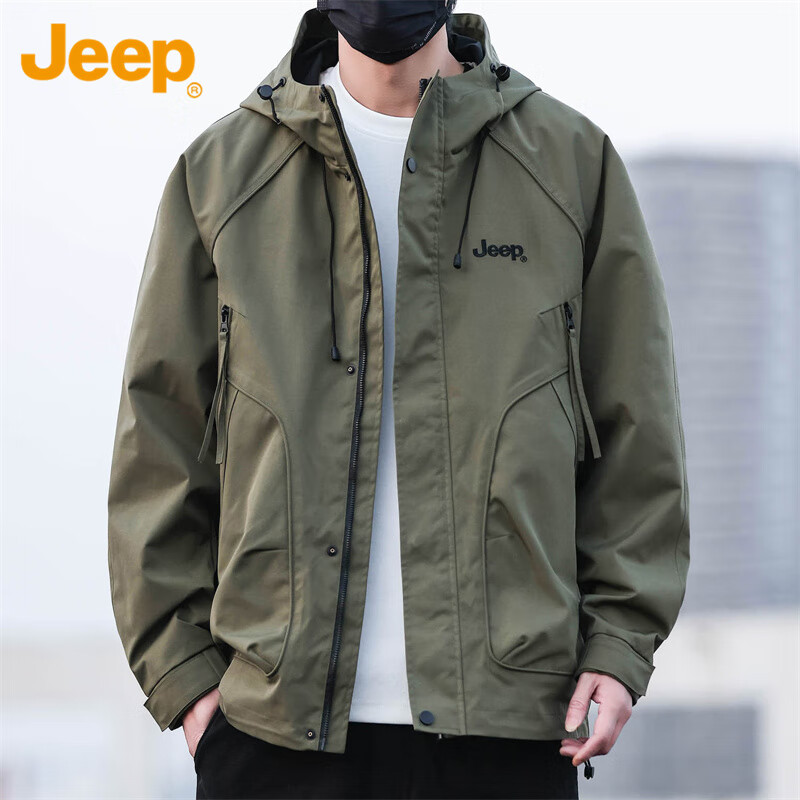 JEEP Jeep Jacket Men's Autumn and Winter Assault Jacket Workwear Men's Casual Trendy Tops Army Green 2XL