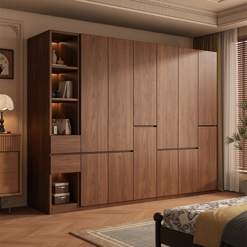 Xucai all solid wood wardrobe bedroom home modern simple 2025 new handle-free rental house children's customized wardrobe 140 main cabinets