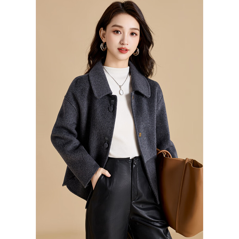 Kebel sheep wool double-sided woolen coat for women 2025 new autumn and winter temperament slim small fragrant style woolen coat L