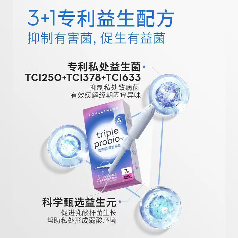 Muxin LOVEKINS probiotic catheter tampon type sanitary napkin large flow swimming hot spring tampon stick large flow 7 pieces/box