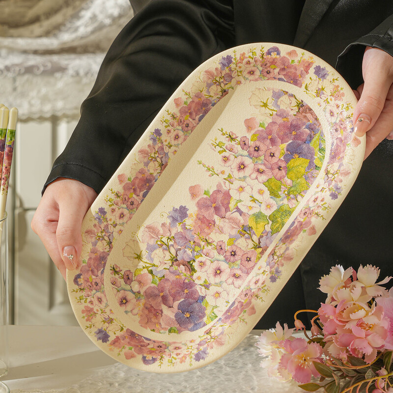 Huadian Blossoms Ceramic Bowl Housewarming Birthday Gift Ladies Wedding Tableware Wedding Souvenir Gift Box Set Gift Box Set Sweet Food for 2 People 15-piece Set