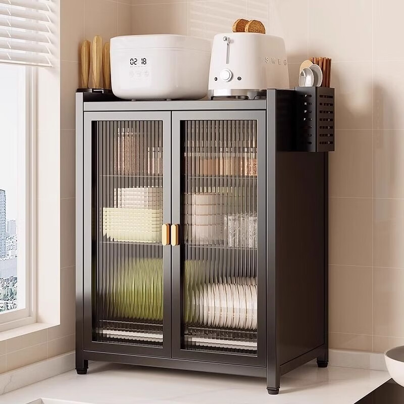 Lazy Space Home Cupboard Kitchen Dishes Storage Cabinet Carbon Steel Drainage Bowl Rack Dust-Proof Dish Rack Kitchenware Storage Rack 60CM Three Layers Gray + Accessories Hot First Order Special Price