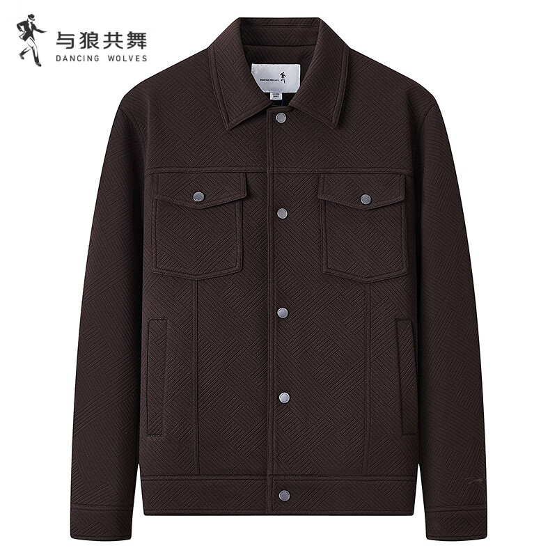 Dances with Wolves Duck Down Liner Textured Lapel Work Jacket Men's Commuting Warm Down Jacket 316 Cocoa Brown 2XL