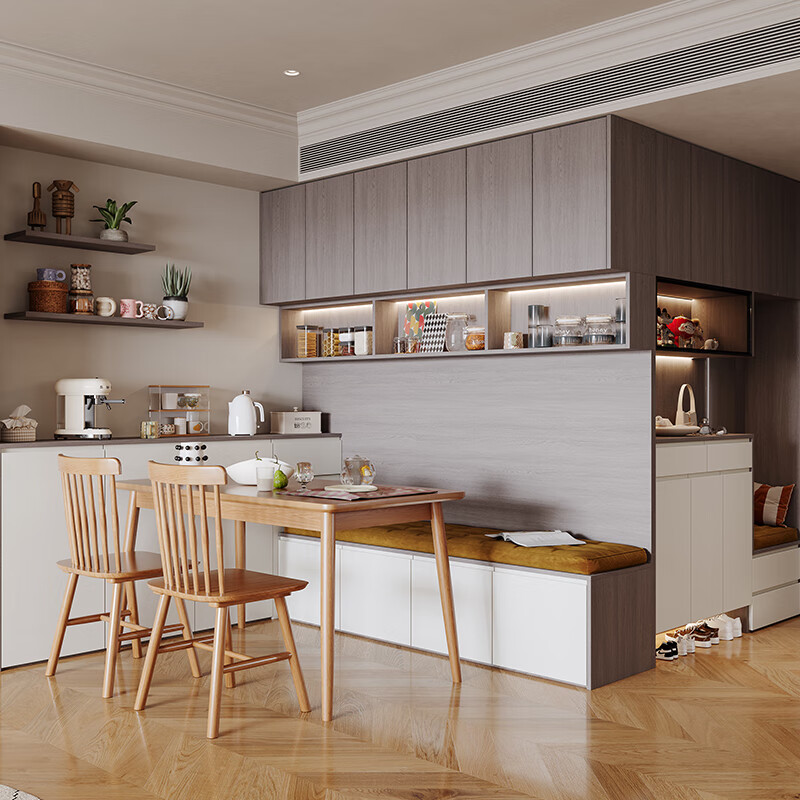 Oppein wardrobe customization, whole house furniture, multi-space cabinet customization, bedroom living room kitchen cabinet comprehensive package 20 custom cabinets + 7 meters cabinet + furniture 10-piece set