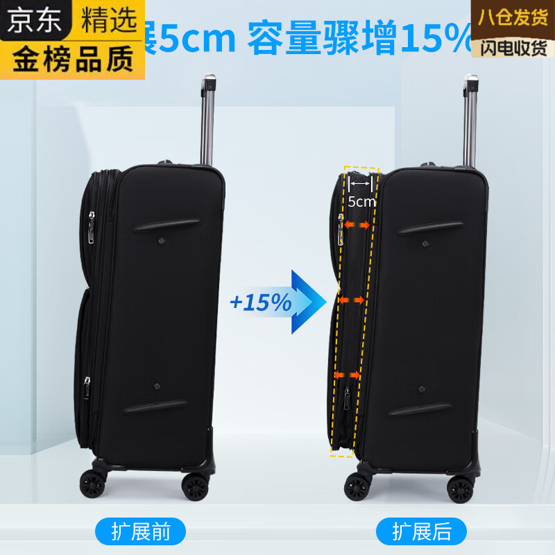 EKK Japan imported famous brand Oxford cloth luggage suitcase for men, large capacity 20 inches for boarding, women going abroad, extra large, strong and durable, black 20 inches, huge capacity, can be boarded