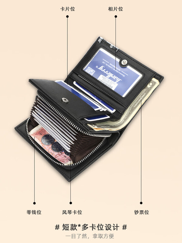 Labubu peripheral children's wallet two-dimensional men's and women's short coin purse labubu primary school student wallet card bag large head labubu-long zipper