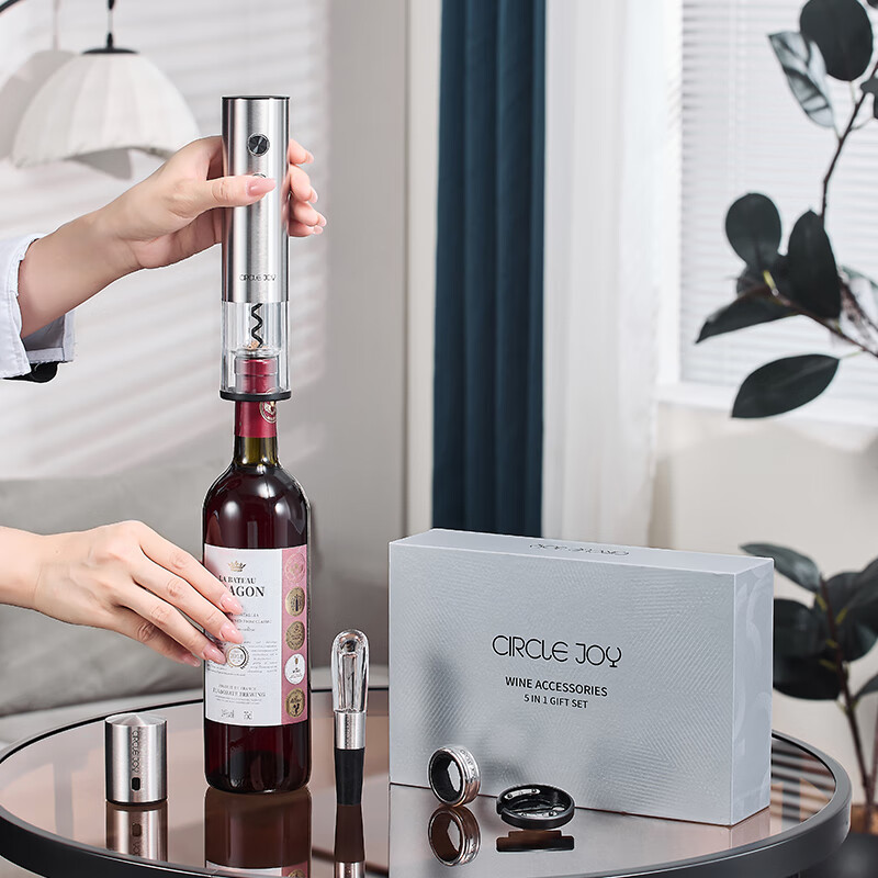 Circle Joy Electric Wine Bottle Opener Stainless Steel Rechargeable Automatic Wine Opener Household Wine Opener 5-in-1 Set