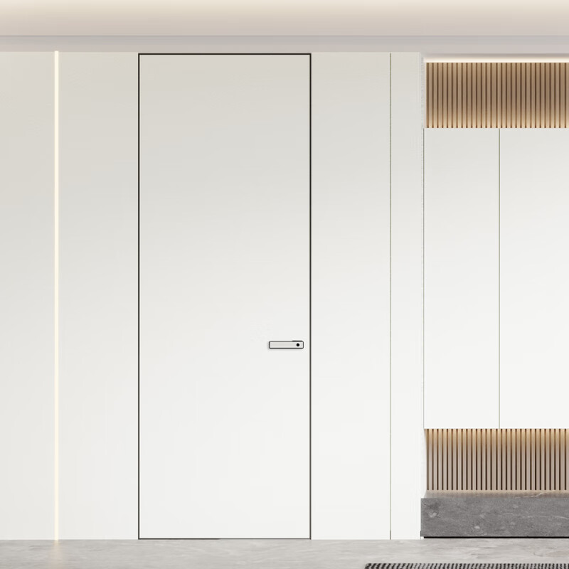 Shantou Lincun minimalist invisible door paint painted door bedroom aluminum wooden door secret door living room background door wall integrated frameless hidden frame door including installation of thickened 55 invisible door + Huafuli 9cm lemon core board 4