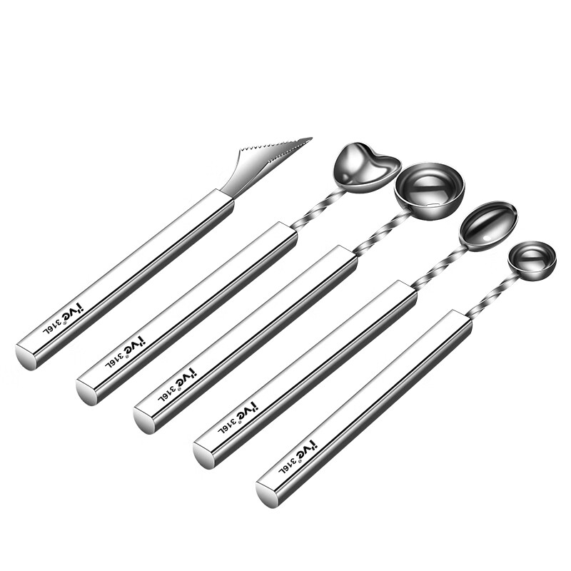 I VE ball scooper 316L stainless steel watermelon fruit scoop ice cream ice cream round spoon for platter artifact carving knife large round 316L ball scoop