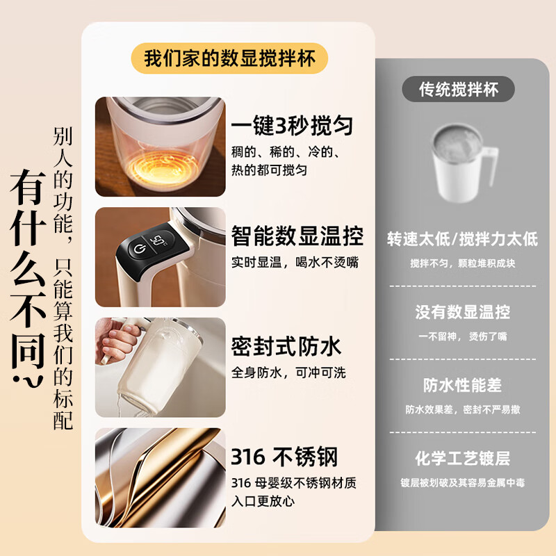 Tea edge fully automatic stirring cup magnetic electric coffee cup rechargeable 316 stainless steel soy milk milk powder selected water cup