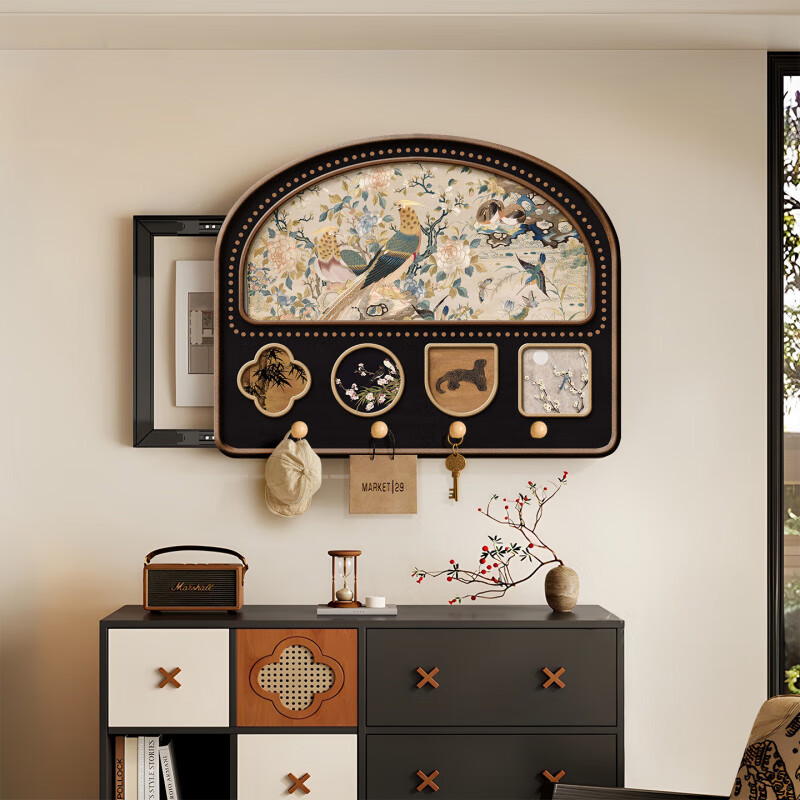 Fat Donglai's same electric meter box perforated plate decorative painting push-pull storage rack living room distribution box blocking hanging medieval years 260*50 (accommodating 45 long * 40 high) x left push-pull