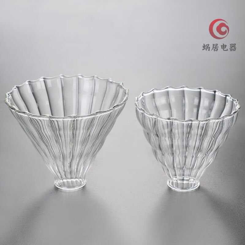 Popular thickened handmade glass coffee funnel V60 drip filter cup striped glass coffee large supportless funnel