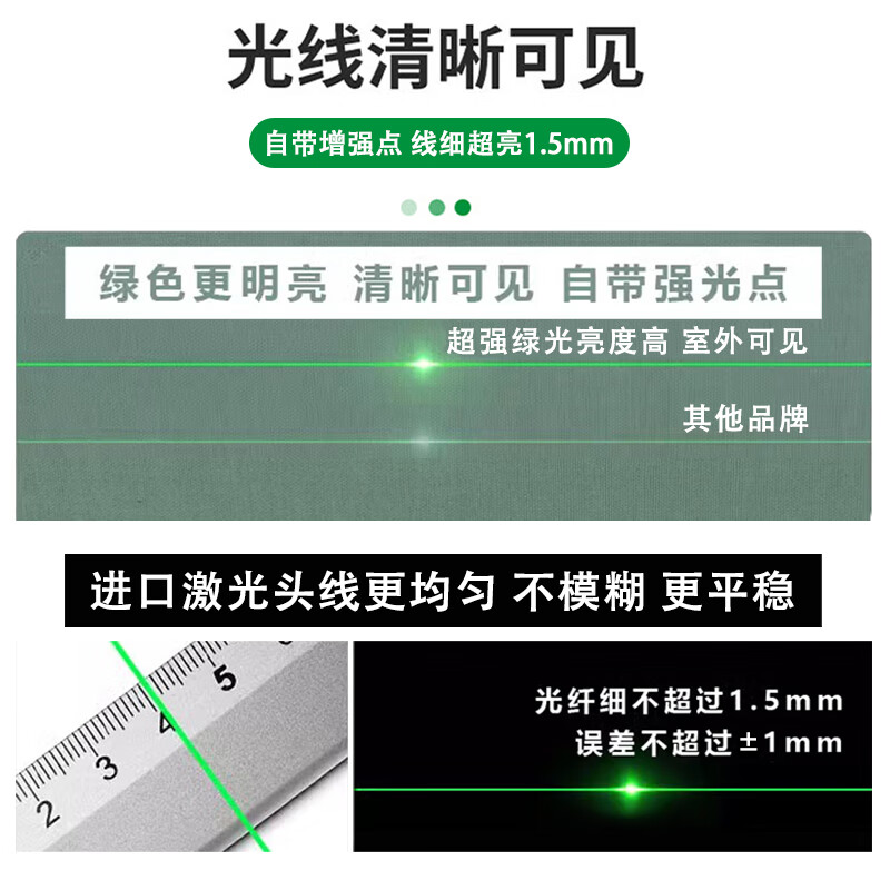Laser laser level green light high-precision strong light thin line automatic line blue light green line leveler LSG671SD green light 2 lines standard
