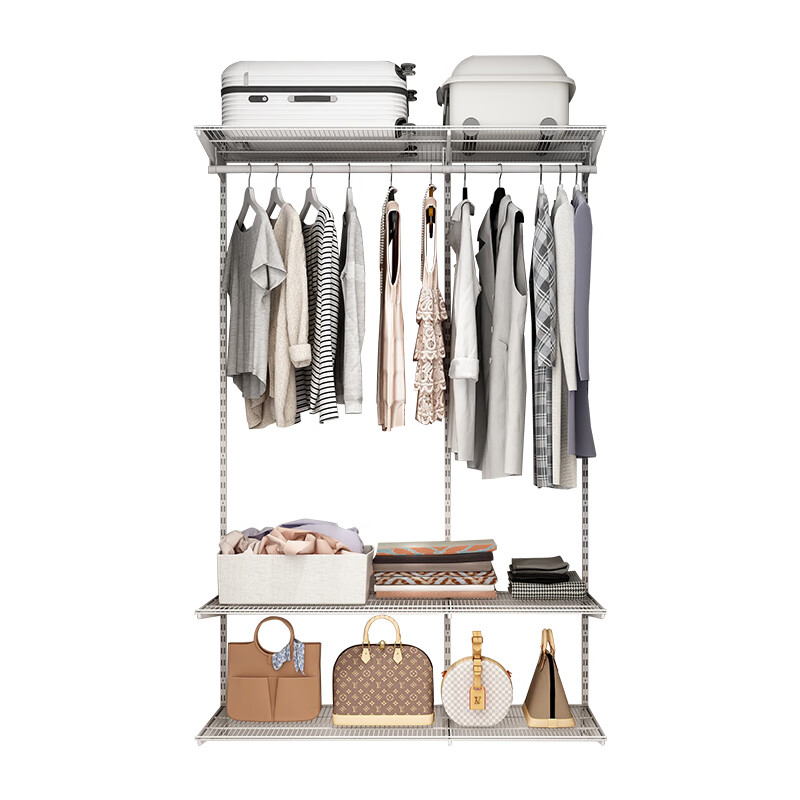 MOEACA Momica 1.3m metal cloakroom wardrobe, aldehyde-free material, healthy and environmentally friendly, simple modern clothes hanger wardrobe 1.3m wide plan-1 (installation included)