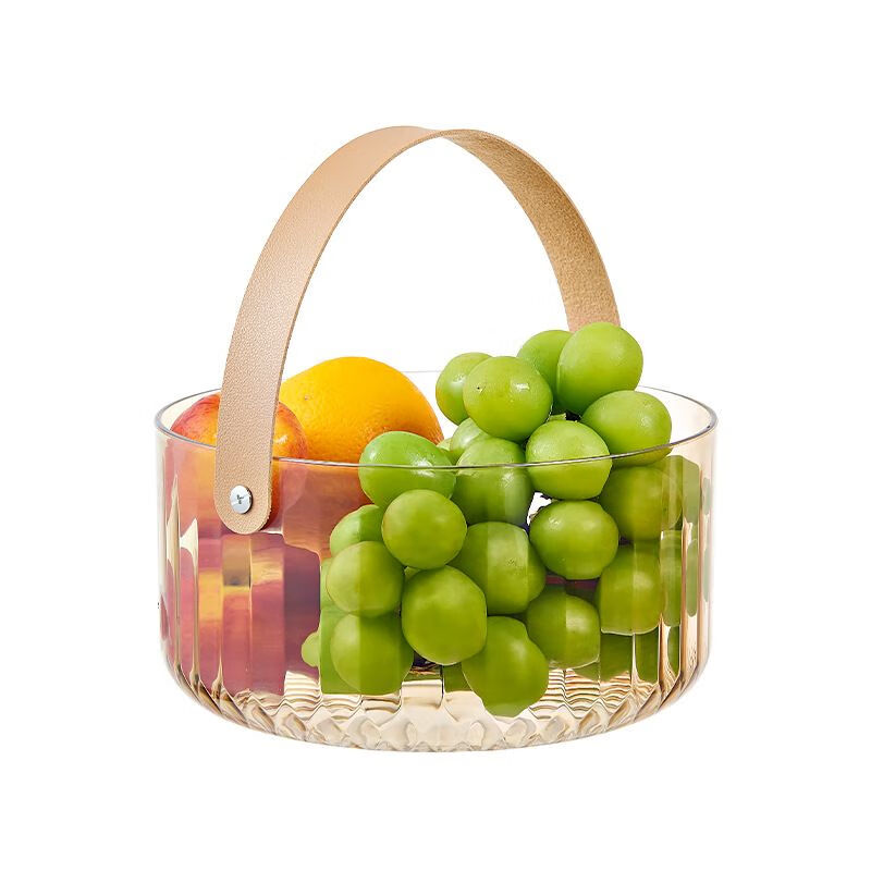 Light luxury transparent portable fruit basket fruit bucket simple living room household ice bucket dried fruit snacks fruit plate food grade 0 odor amber-medium size