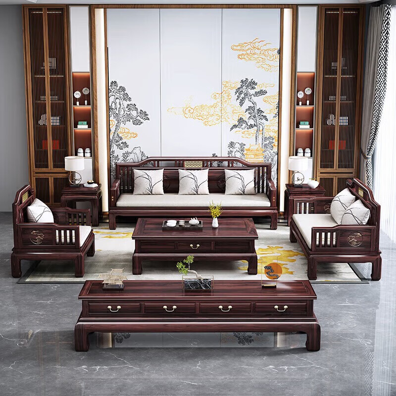Jiangcheng solid wood sofa new Chinese style combination winter and summer sofa combination modern Chinese style classical style sofa 808#